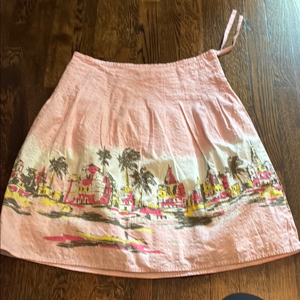 Old Navy St. Tropez Theme Pink A-Line Tie Front Skirt